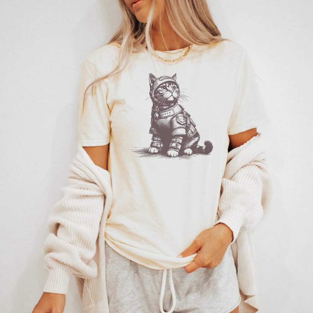 Space Cat T-Shirt Astronaut Kitten Tee Cosmic Feline Top - Picture 3 of 7